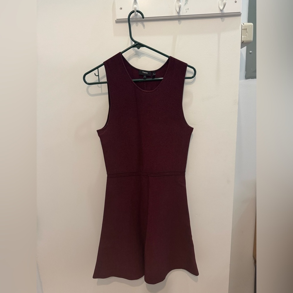 Theory Knit Flare Mini Dress in Burgundy - Picture 10 of 12